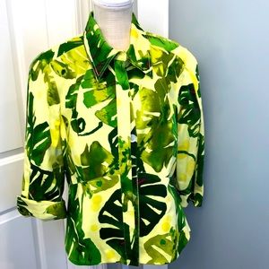 Hilton Hollis Tropical Print Collared Jacket sz 16